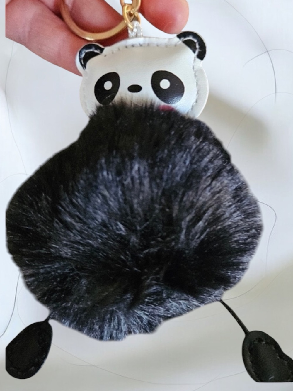 Panda Pom Pom Keychain Bag Charm - Black NWT NEW - Picture 4 of 5